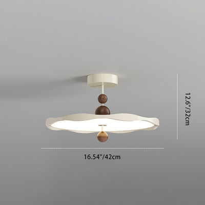 Traditional French Iron Aluminum Acrylic Round Wave LED Semi-Flush Mount Ceiling Light For Bedroom