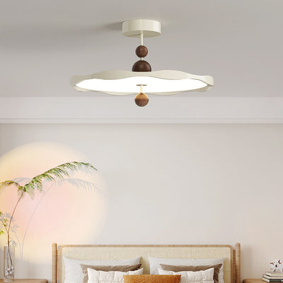 Traditional French Iron Aluminum Acrylic Round Wave LED Semi-Flush Mount Ceiling Light For Bedroom