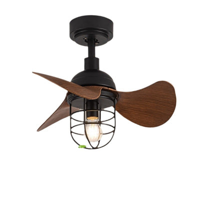 Contemporary Industrial Iron ABS Cylinder Cage 1-Light Downrods Ceiling Fan Light For Living Room