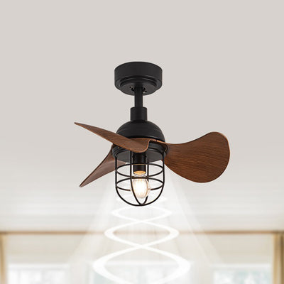 Contemporary Industrial Iron ABS Cylinder Cage 1-Light Downrods Ceiling Fan Light For Living Room