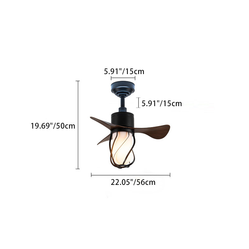 Traditional Farmhouse Twisted Cage Acrylic Glass Hardware ABS 1-Light Downrods Ceiling Fan Light For Bedroom