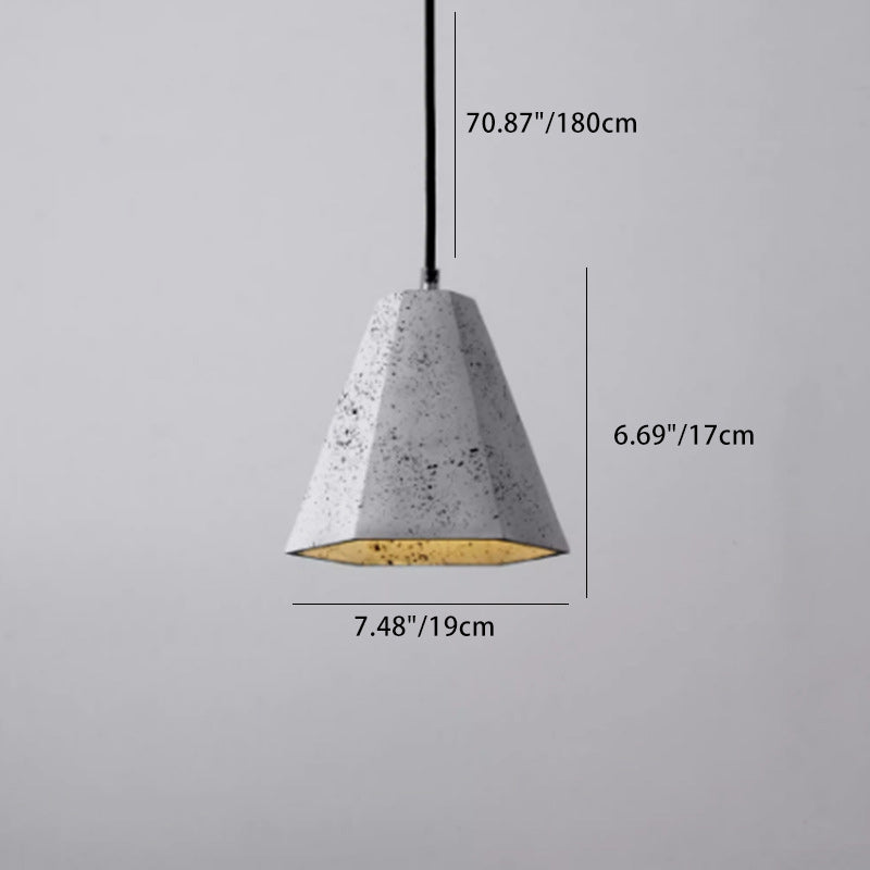 Contemporary Industrial Cement Trapezoidal Cone 1-Light Pendant Light For Dining Room