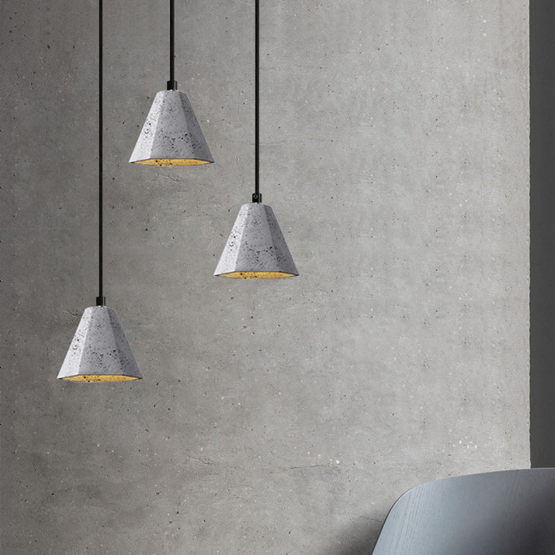 Contemporary Industrial Cement Trapezoidal Cone 1-Light Pendant Light For Dining Room