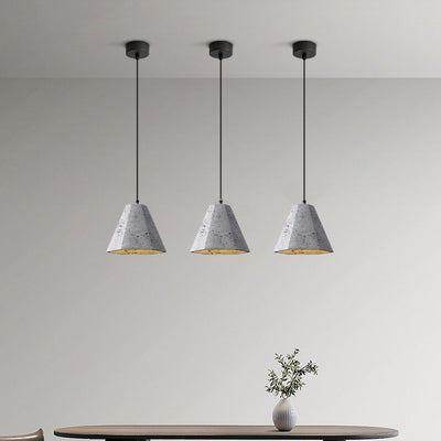 Contemporary Industrial Cement Trapezoidal Cone 1-Light Pendant Light For Dining Room