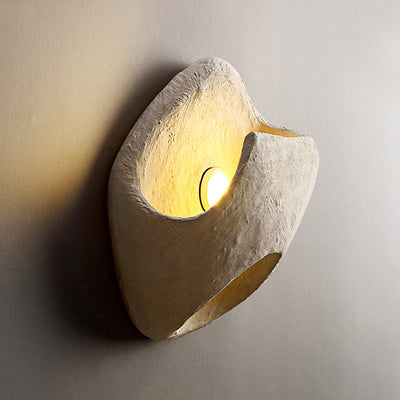 Traditional Japanese Cement Alien Stone 1-Light Wall Sconce Lamp For Bedside