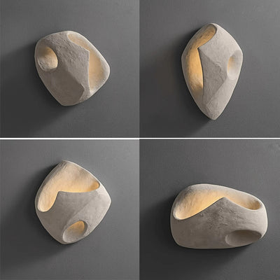 Traditional Japanese Cement Alien Stone 1-Light Wall Sconce Lamp For Bedside