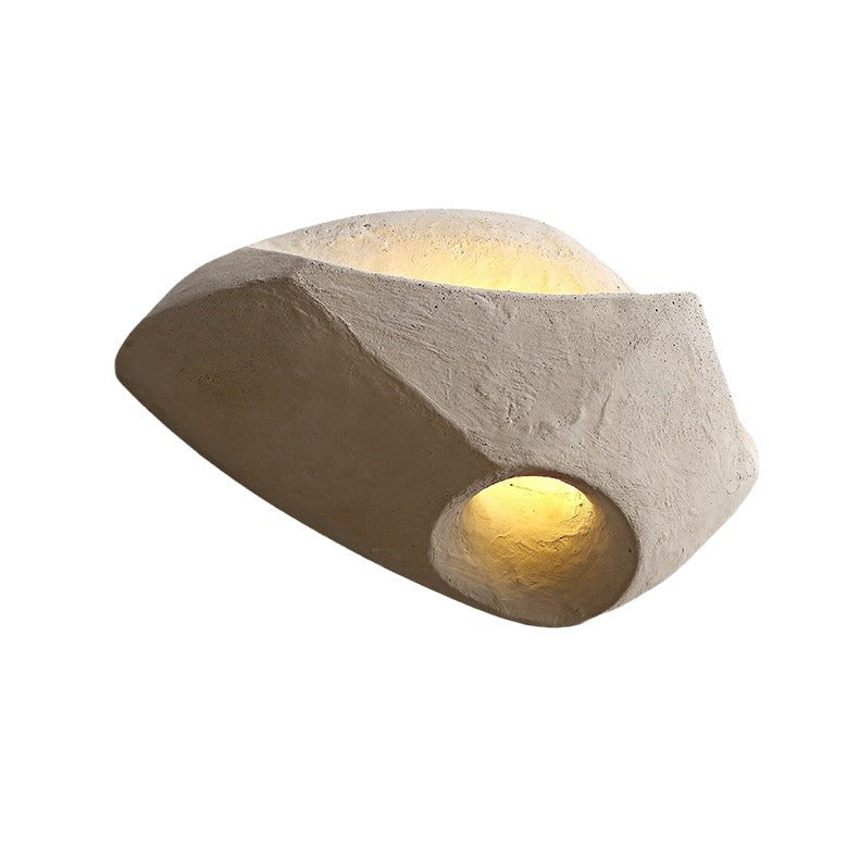 Traditional Japanese Cement Alien Stone 1-Light Wall Sconce Lamp For Bedside