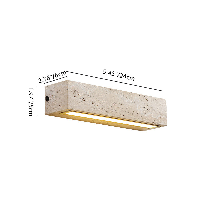 Contemporary Retro Waterproof Travertine Rectangular LED Wall Sconce Lamp For Outdoor Patio