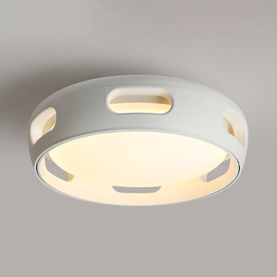 Contemporary Nordic Round Bladeless PC Acrylic LED Semi-Flush Mount Ceiling Fan Light For Bedroom