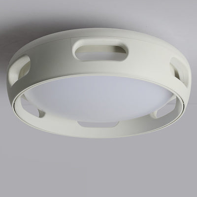 Contemporary Nordic Round Bladeless PC Acrylic LED Semi-Flush Mount Ceiling Fan Light For Bedroom