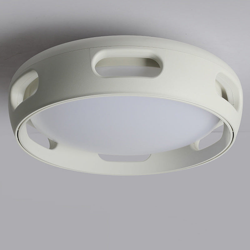 Contemporary Nordic Round Bladeless PC Acrylic LED Semi-Flush Mount Ceiling Fan Light For Bedroom