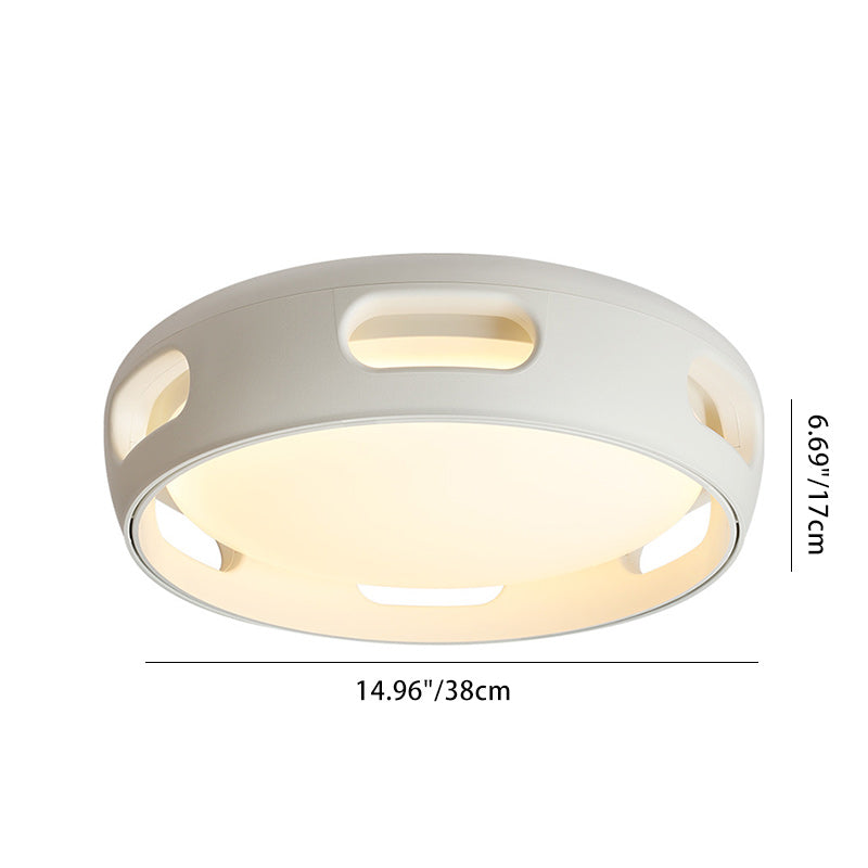 Contemporary Nordic Round Bladeless PC Acrylic LED Semi-Flush Mount Ceiling Fan Light For Bedroom