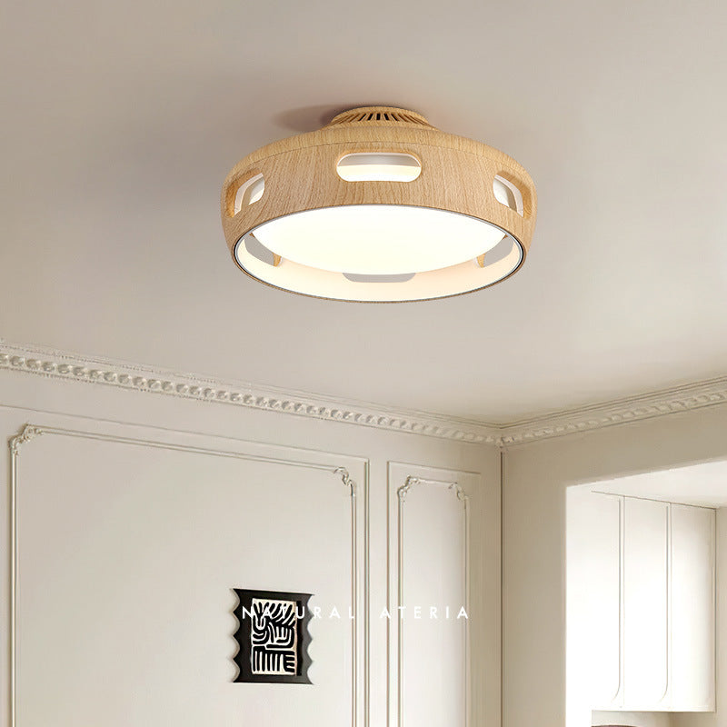 Contemporary Nordic Round Bladeless PC Acrylic LED Semi-Flush Mount Ceiling Fan Light For Bedroom