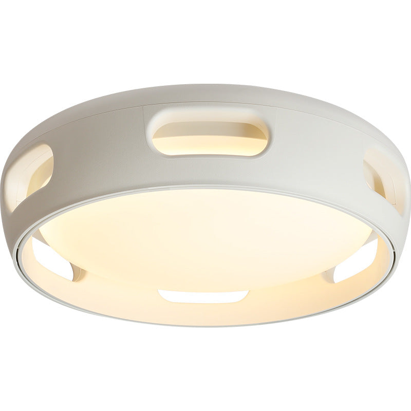 Contemporary Nordic Round Bladeless PC Acrylic LED Semi-Flush Mount Ceiling Fan Light For Bedroom