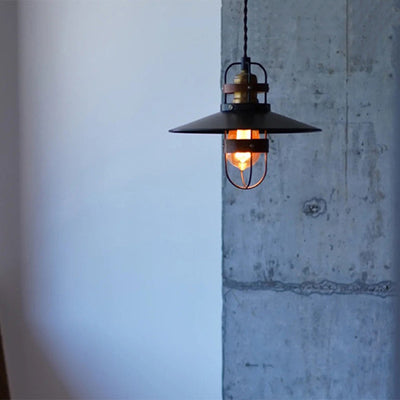 Contemporary Industrial Iron Cone Cage 1-Light Pendant Light For Dining Room