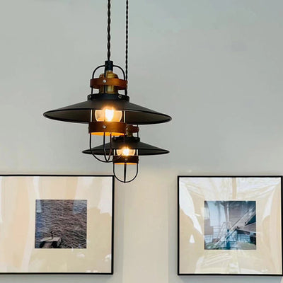 Contemporary Industrial Iron Cone Cage 1-Light Pendant Light For Dining Room