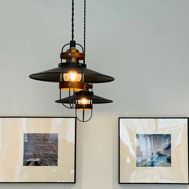 Contemporary Industrial Iron Cone Cage 1-Light Pendant Light For Dining Room