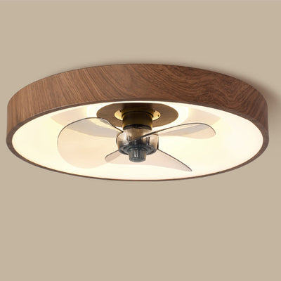 Modern Simplicity Round Iron Copper Acrylic LED Flush Mount Ceiling Fan Light For Bedroom