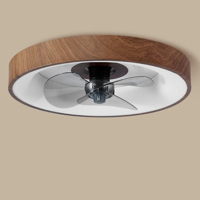 Modern Simplicity Round Iron Copper Acrylic LED Flush Mount Ceiling Fan Light For Bedroom