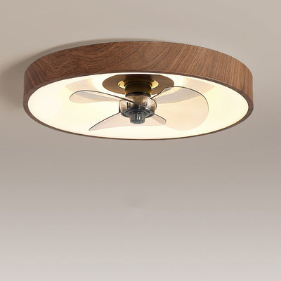 Modern Simplicity Round Iron Copper Acrylic LED Flush Mount Ceiling Fan Light For Bedroom