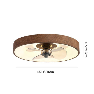 Modern Simplicity Round Iron Copper Acrylic LED Flush Mount Ceiling Fan Light For Bedroom