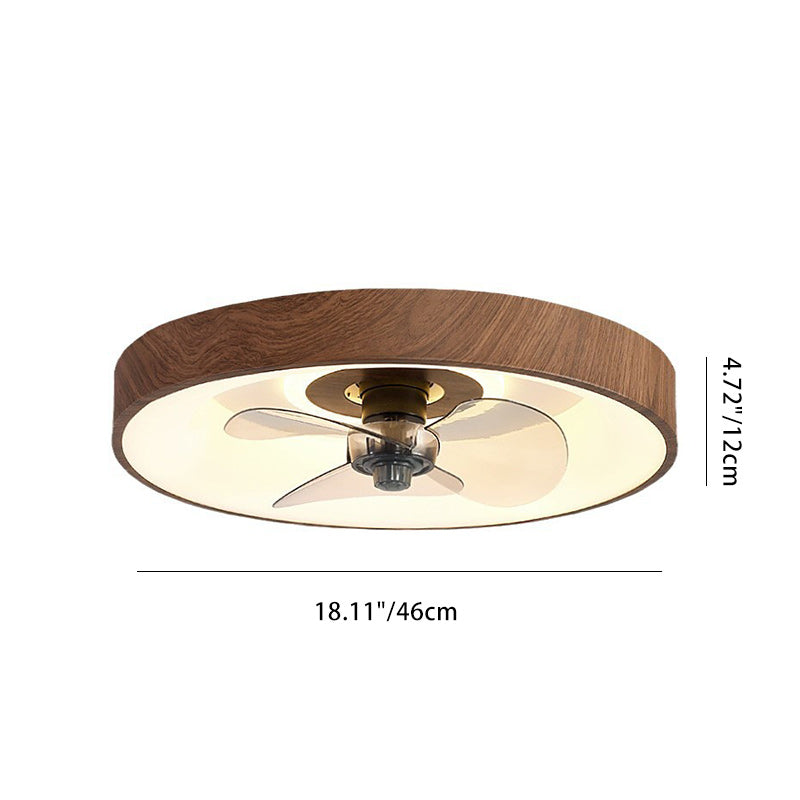 Modern Simplicity Round Iron Copper Acrylic LED Flush Mount Ceiling Fan Light For Bedroom