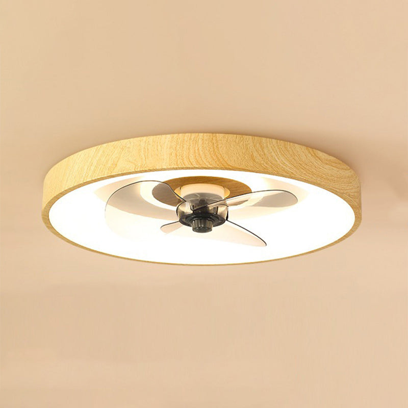 Modern Simplicity Round Iron Copper Acrylic LED Flush Mount Ceiling Fan Light For Bedroom