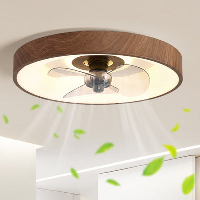 Modern Simplicity Round Iron Copper Acrylic LED Flush Mount Ceiling Fan Light For Bedroom