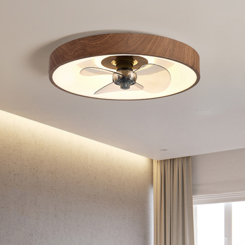 Modern Simplicity Round Iron Copper Acrylic LED Flush Mount Ceiling Fan Light For Bedroom