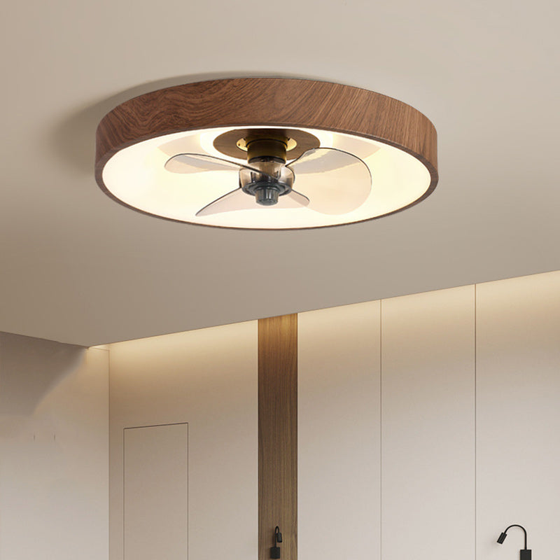 Modern Simplicity Round Iron Copper Acrylic LED Flush Mount Ceiling Fan Light For Bedroom