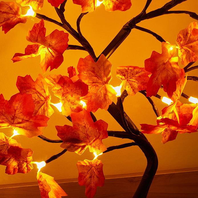 Modern Art Deco Rose Tree Branch Maple Leaf Plastic USB LED Table Lamp Night Light For Bedroom