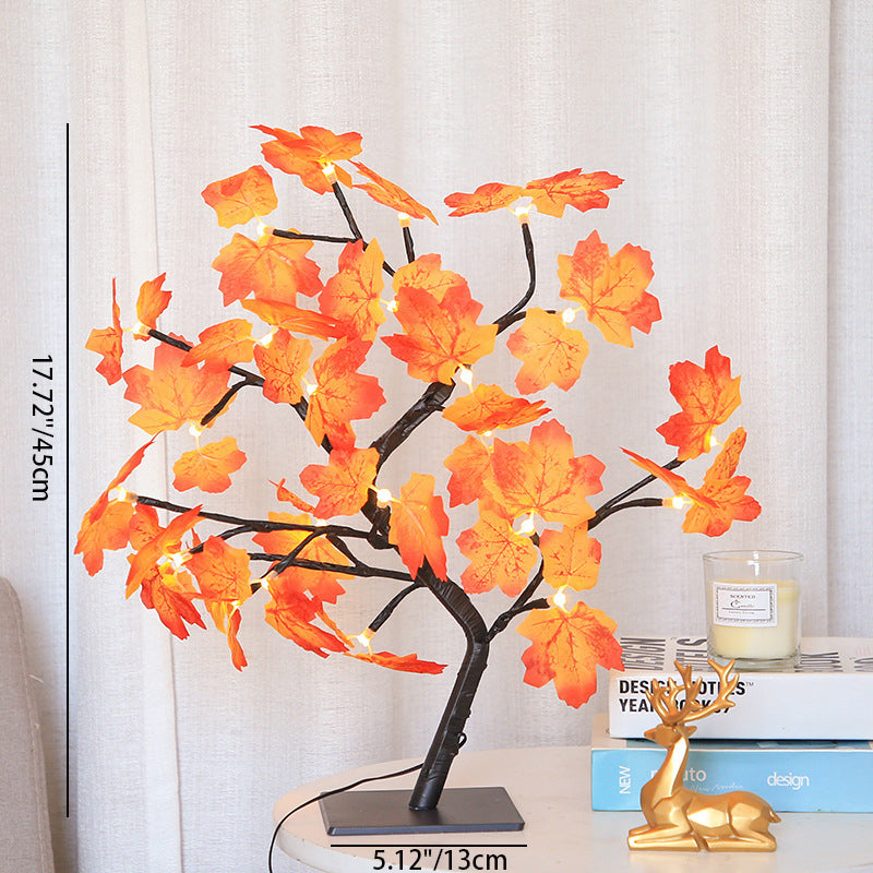 Modern Art Deco Rose Tree Branch Maple Leaf Plastic USB LED Table Lamp Night Light For Bedroom