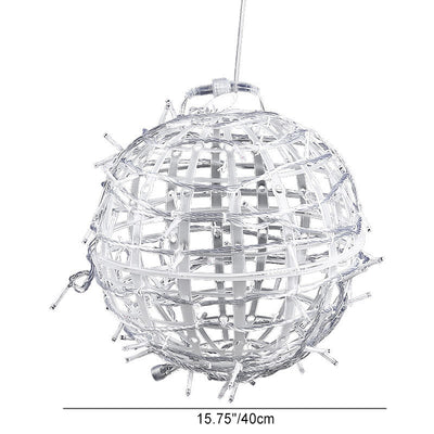 Modern Art Deco Solar Waterproof Weaving Ball Hanging PVC Plastic LED Outdoor Light Landscape Lighting For Garden