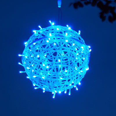 Modern Art Deco Solar Waterproof Weaving Ball Hanging PVC Plastic LED Outdoor Light Landscape Lighting For Garden