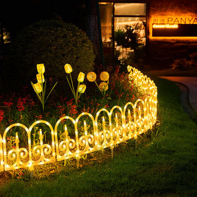 Contemporary Creative Solar Waterproof PVC Fence 8-Piece Splicable Lawn Decoration LED Outdoor Light Landscape Lighting For Garden