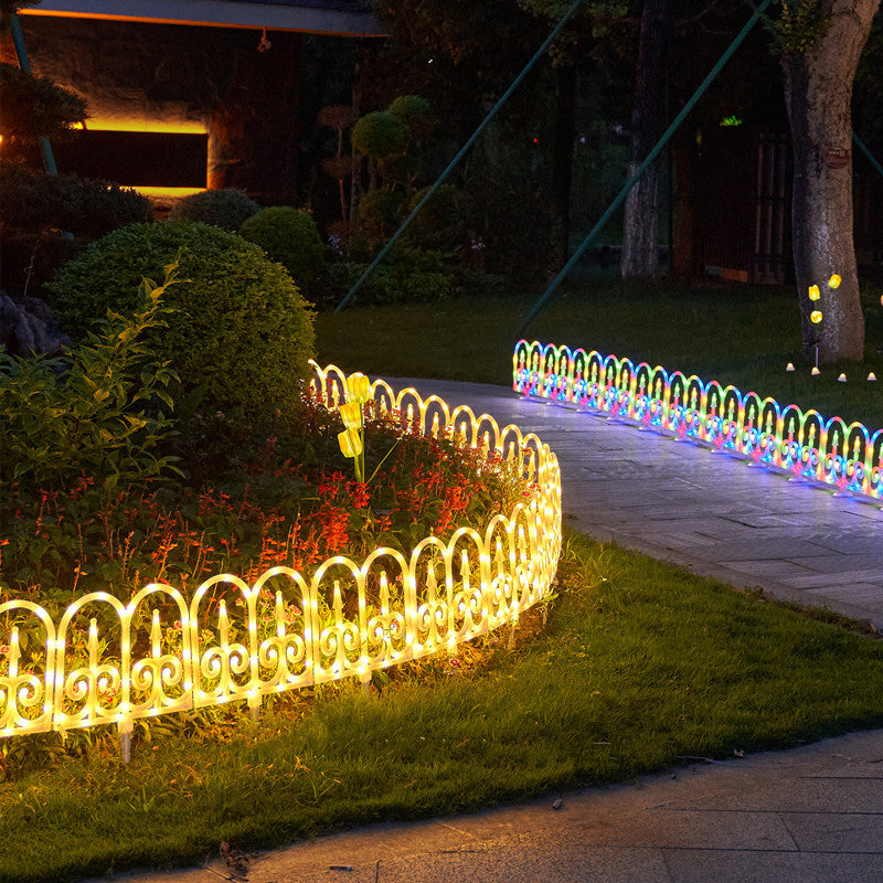 Contemporary Creative Solar Waterproof PVC Fence 8-Piece Splicable Lawn Decoration LED Outdoor Light Landscape Lighting For Garden