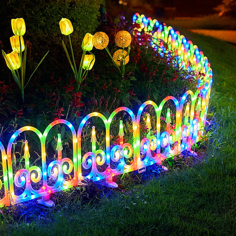 Contemporary Creative Solar Waterproof PVC Fence 8-Piece Splicable Lawn Decoration LED Outdoor Light Landscape Lighting For Garden