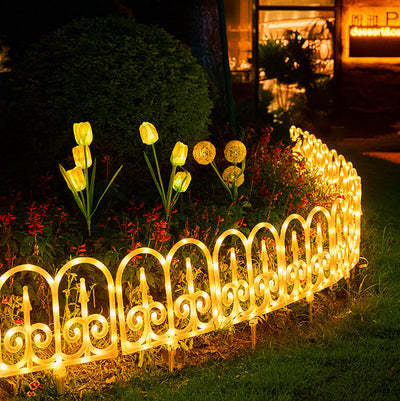 Contemporary Creative Solar Waterproof PVC Fence 8-Piece Splicable Lawn Decoration LED Outdoor Light Landscape Lighting For Garden