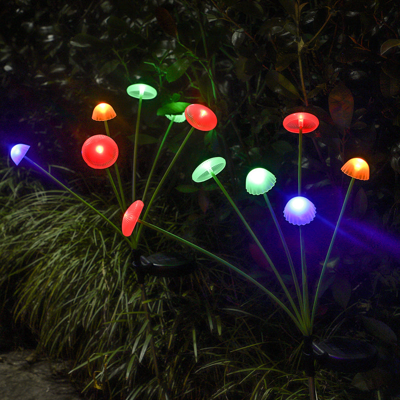 Modern Art Deco Solar Waterproof Stainless Steel Fiber Optic ABS Silica Sakura Mushroom LED Outdoor Light Landscape Lighting For Garden