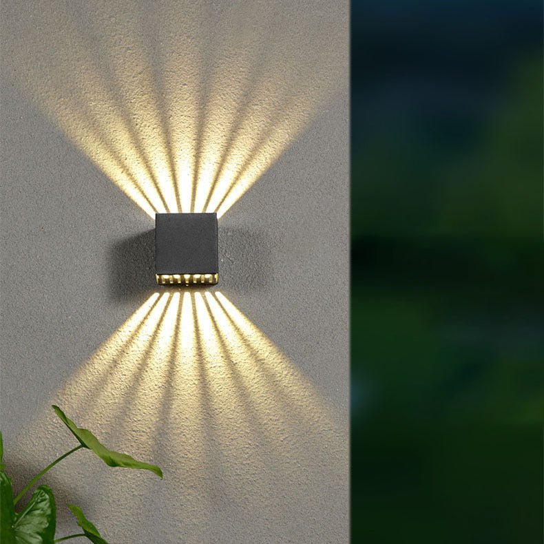 Modern Minimalist Waterproof Aluminum Square Cube Light Beam LED Wall Sconce Lamp For Outdoor Patio