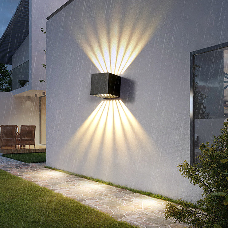 Modern Minimalist Waterproof Aluminum Square Cube Light Beam LED Wall Sconce Lamp For Outdoor Patio