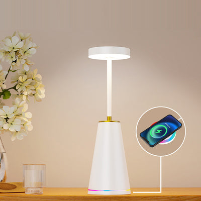 Modern Simplicity Waterproof Iron PC Wireless Charging Round Column LED Table Lamp For Bedside