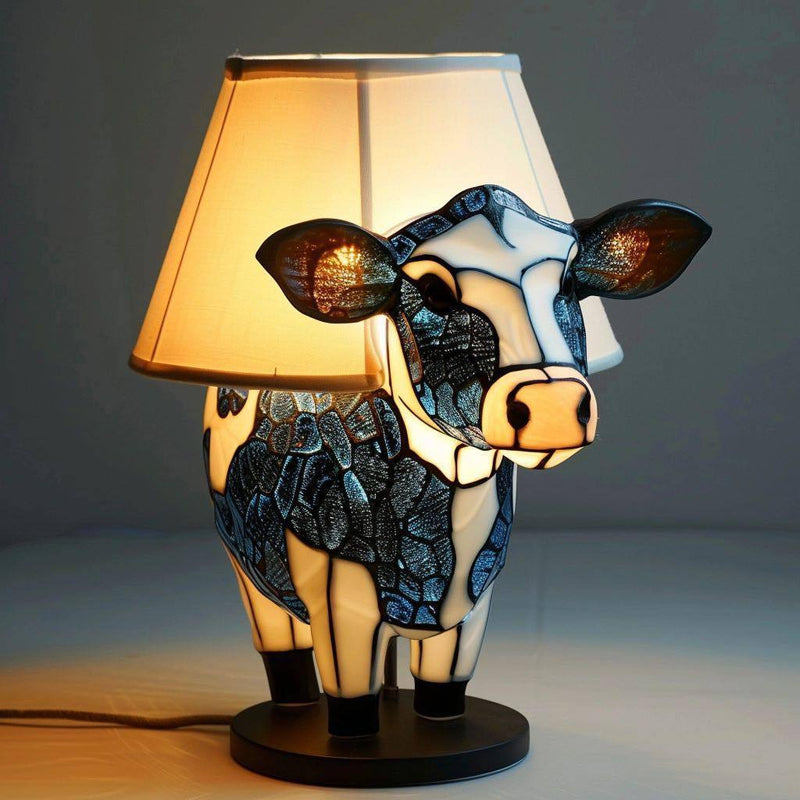 Contemporary Creative USB Resin Fabric Cow LED Table Lamp For Bedroom