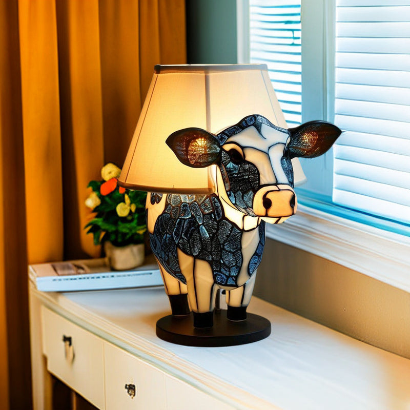 Contemporary Creative USB Resin Fabric Cow LED Table Lamp For Bedroom