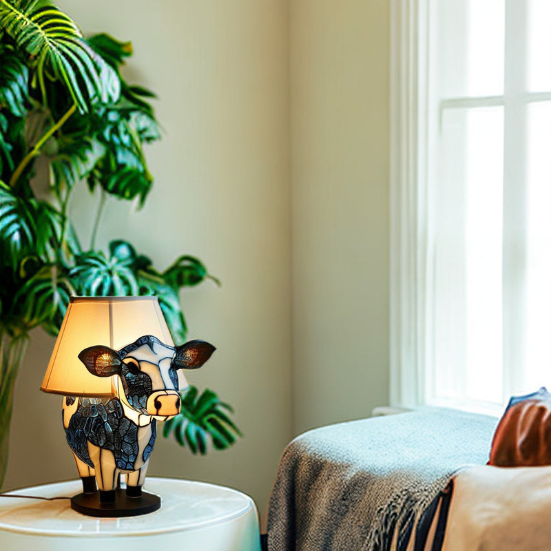 Contemporary Creative USB Resin Fabric Cow LED Table Lamp For Bedroom