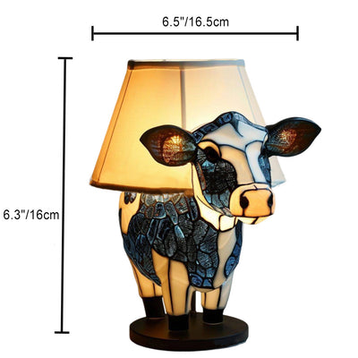 Contemporary Creative USB Resin Fabric Cow LED Table Lamp For Bedroom