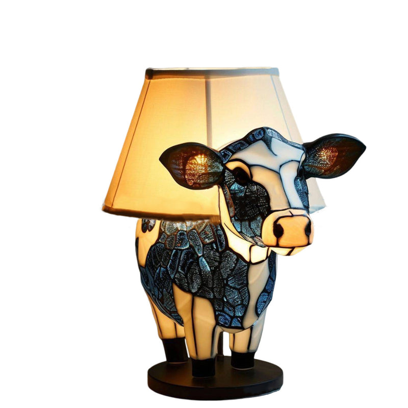 Contemporary Creative USB Resin Fabric Cow LED Table Lamp For Bedroom