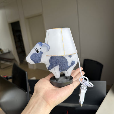 Contemporary Creative USB Resin Fabric Cow LED Table Lamp For Bedroom