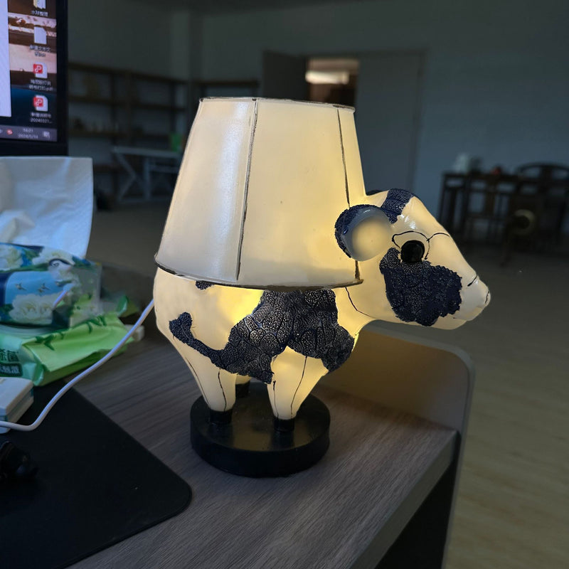 Contemporary Creative USB Resin Fabric Cow LED Table Lamp For Bedroom