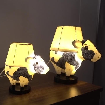 Contemporary Creative USB Resin Fabric Cow LED Table Lamp For Bedroom